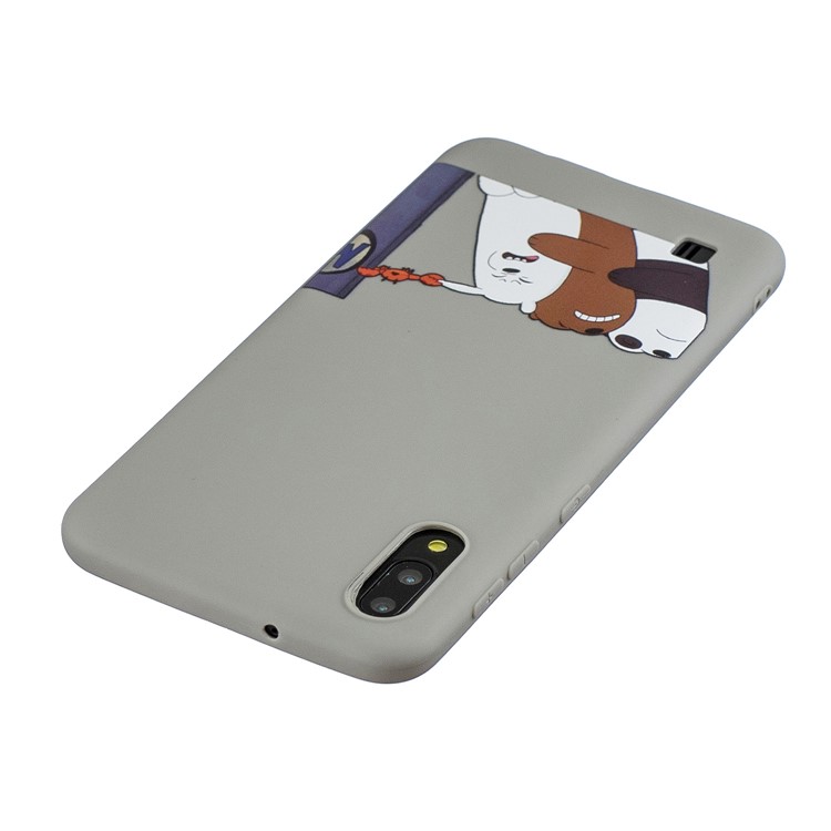For Samsung Galaxy A10 Pattern Printing TPU Phone Case with Silicone Strap - Grey-4
