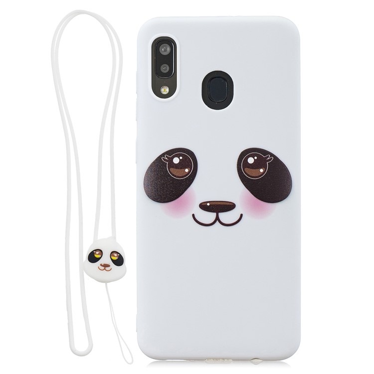 Pattern Printing TPU Cell Phone Case with Silicone Strap for Samsung Galaxy A20/A30 - White/Eyes-1