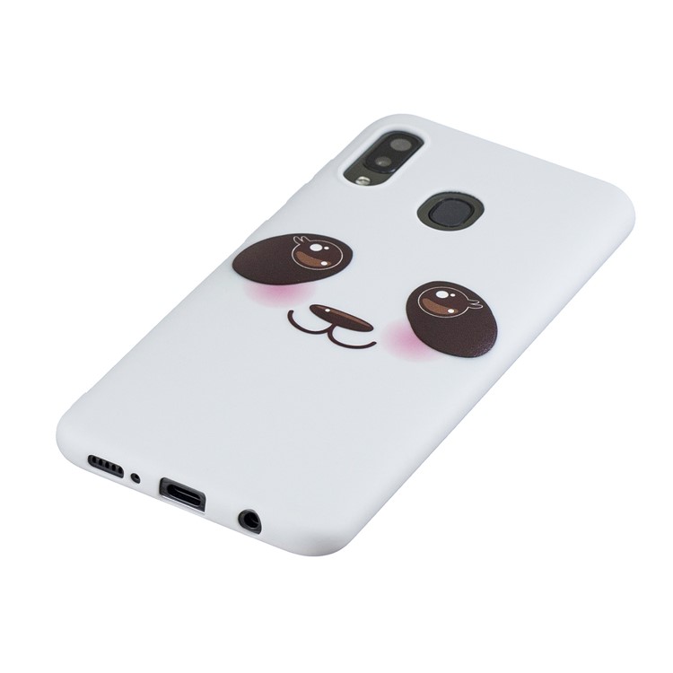 Pattern Printing TPU Cell Phone Case with Silicone Strap for Samsung Galaxy A20/A30 - White/Eyes-3