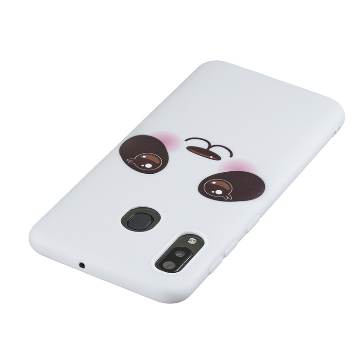Pattern Printing TPU Cell Phone Case with Silicone Strap for Samsung Galaxy A20/A30 - White/Eyes-4