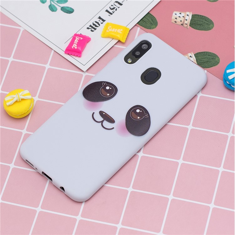 Pattern Printing TPU Cell Phone Case with Silicone Strap for Samsung Galaxy A20/A30 - White/Eyes-6