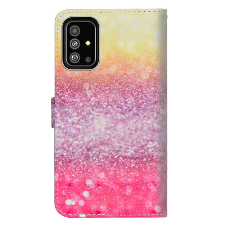 Printing Surface Leather Wallet Mobile Cover with Strap for Samsung Galaxy A51 - Glittery Elements-3