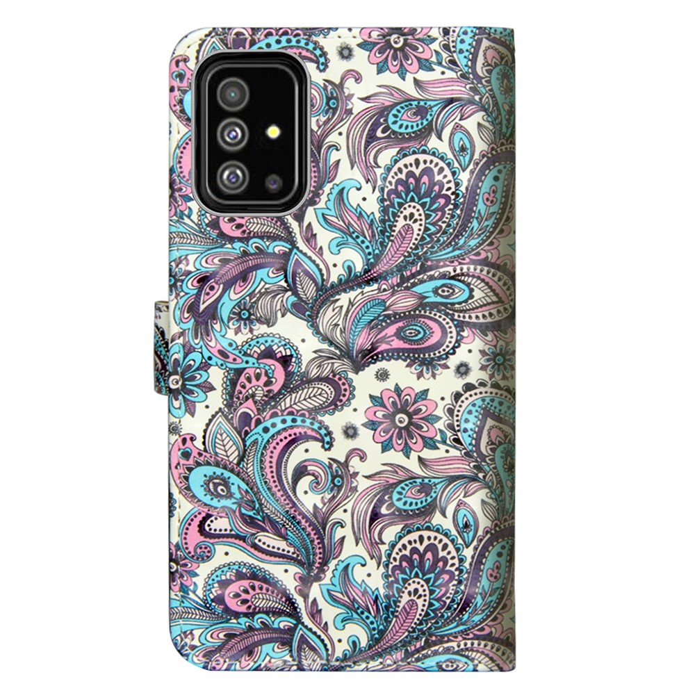 Light Spot Decor Printing Leather Wallet Case with Strap for Samsung Galaxy A71 - Paisley Flower-3