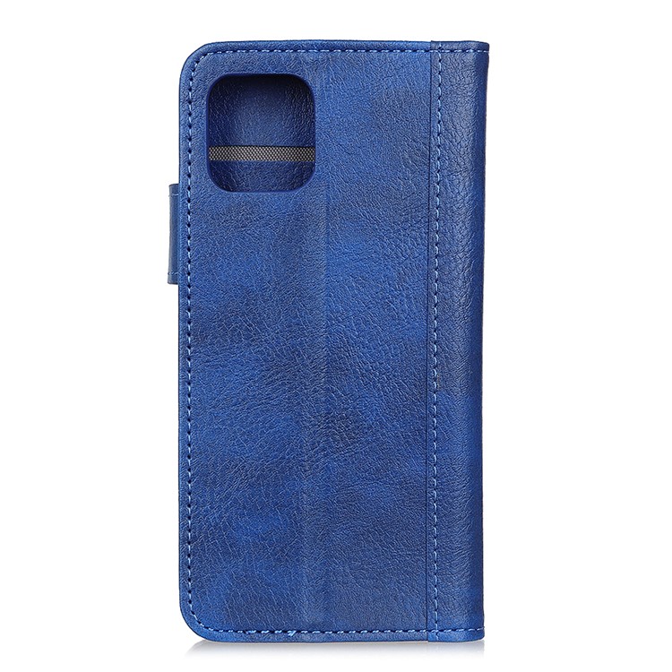 Single Brass Button Litchi Skin Leather Phone Cover for Samsung Galaxy S20 Plus - Dark Blue-3