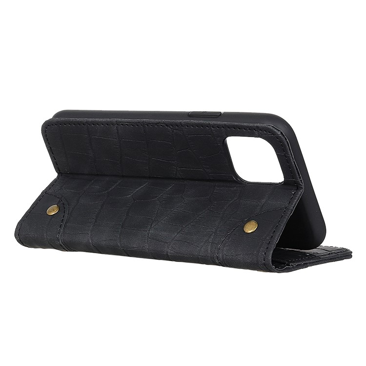 Crocodile Texture Auto-absorbed Split Leather Wallet Cover for Samsung Galaxy S20 Plus - Black-4