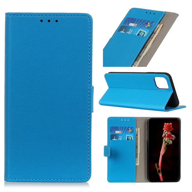 Simple Wallet Leather Stand Case for Samsung Galaxy S20 Plus - Blue-1
