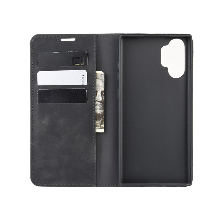 Auto-absorbed Vintage Leather Wallet Cover for Samsung Galaxy Note 10 Plus 5G/Note 10 Plus - Black-3