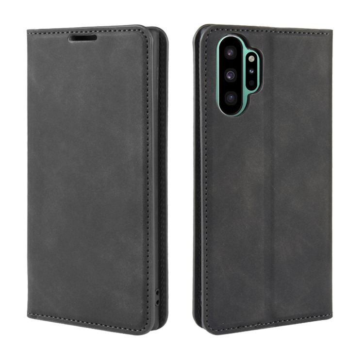 Auto-absorbed Vintage Leather Wallet Cover for Samsung Galaxy Note 10 Plus 5G/Note 10 Plus - Black-7