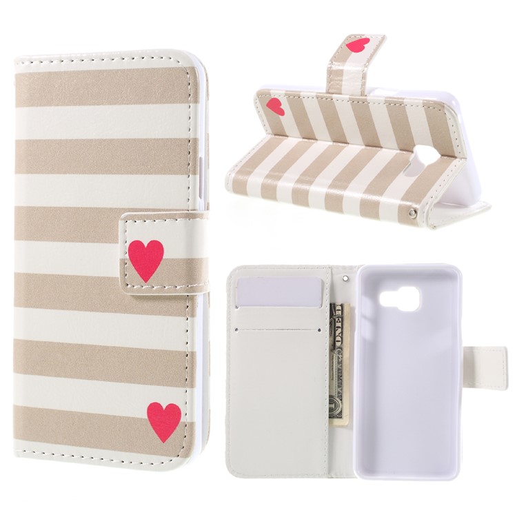 

Leather Wallet Phone Case for Samsung Galaxy A3 SM-A310F (2016) - Stripes and Heart
