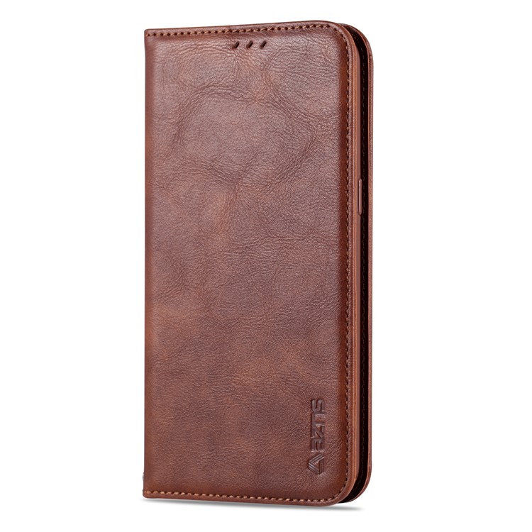 AZNS Leather Stand Case with Card Slots for Samsung Galaxy A20s - Coffee-2