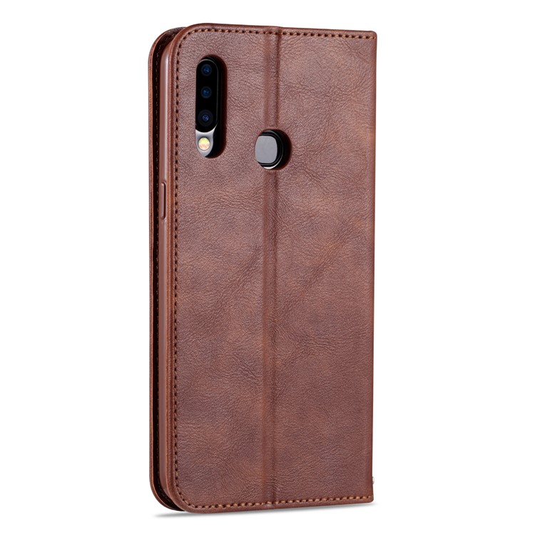 AZNS Leather Stand Case with Card Slots for Samsung Galaxy A20s - Coffee-3