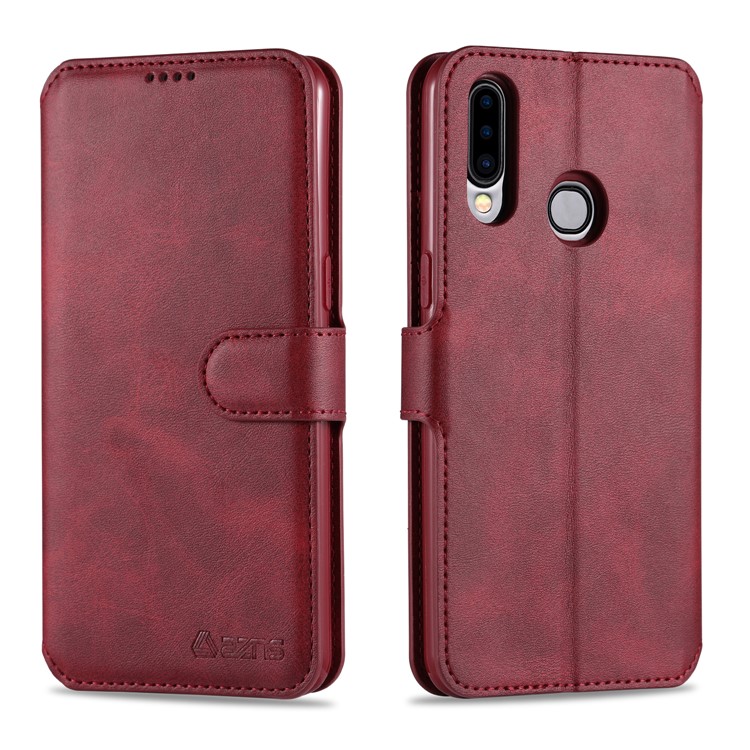 AZNS Wallet Leather Stand Case for Samsung Galaxy A20s - Red-1