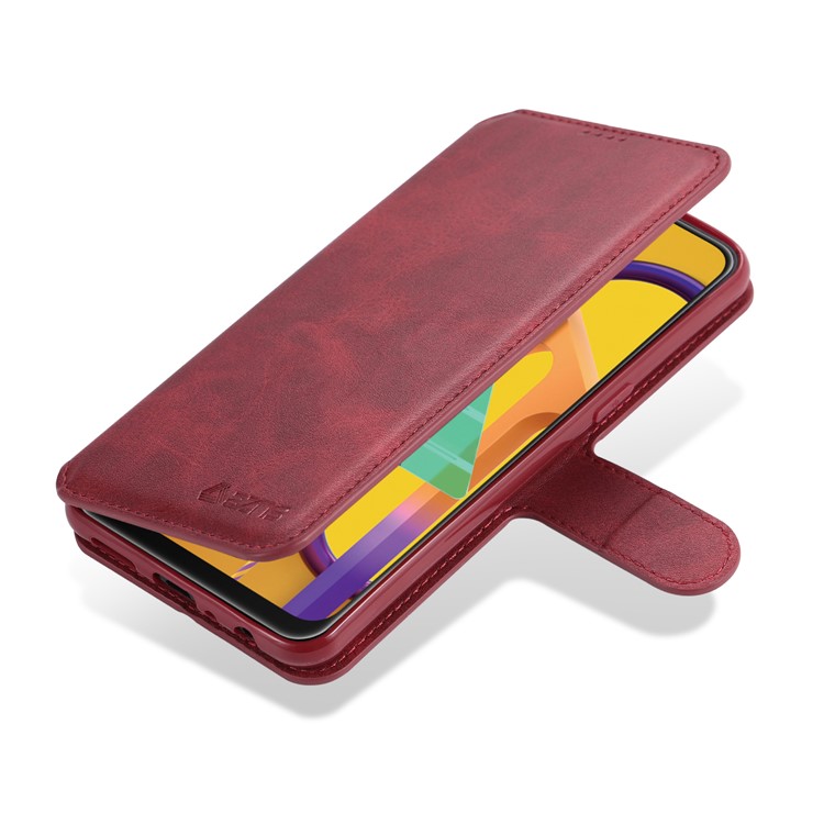AZNS Wallet Leather Stand Case for Samsung Galaxy A20s - Red-2