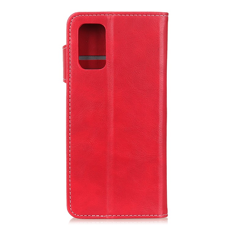 S-shape Skin Leather Wallet Case for Samsung Galaxy S20 - Red-10