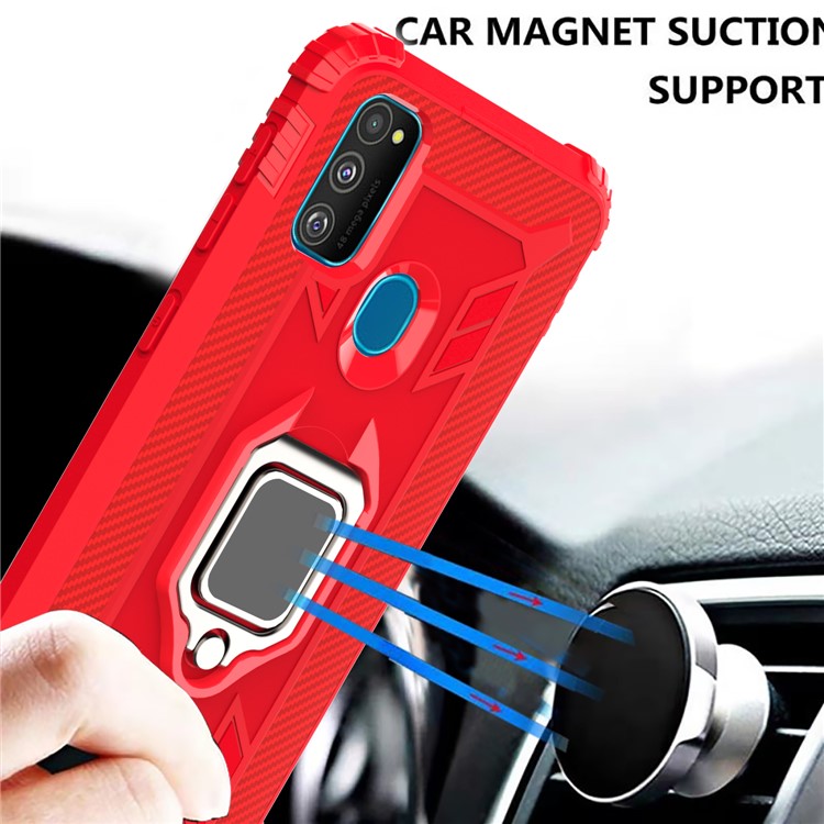 Finger Ring Kickstand Shockproof TPU Cell Phone Case for Samsung Galaxy M30s/M21 - Red-11