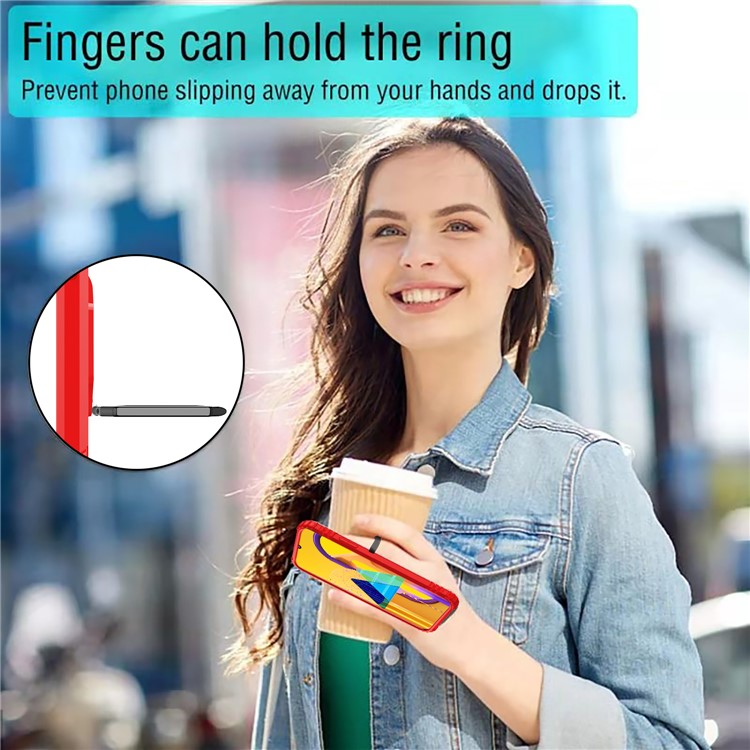 Finger Ring Kickstand Shockproof TPU Cell Phone Case for Samsung Galaxy M30s/M21 - Red-12
