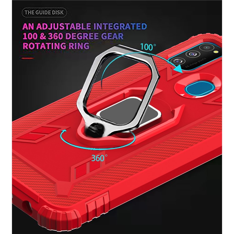 Finger Ring Kickstand Shockproof TPU Cell Phone Case for Samsung Galaxy M30s/M21 - Red-13