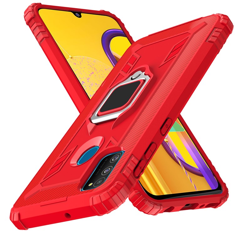 Finger Ring Kickstand Shockproof TPU Cell Phone Case for Samsung Galaxy M30s/M21 - Red-20