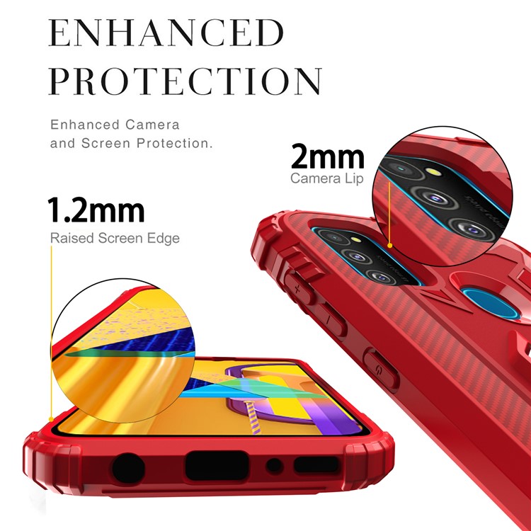 Finger Ring Kickstand Shockproof TPU Cell Phone Case for Samsung Galaxy M30s/M21 - Red-8