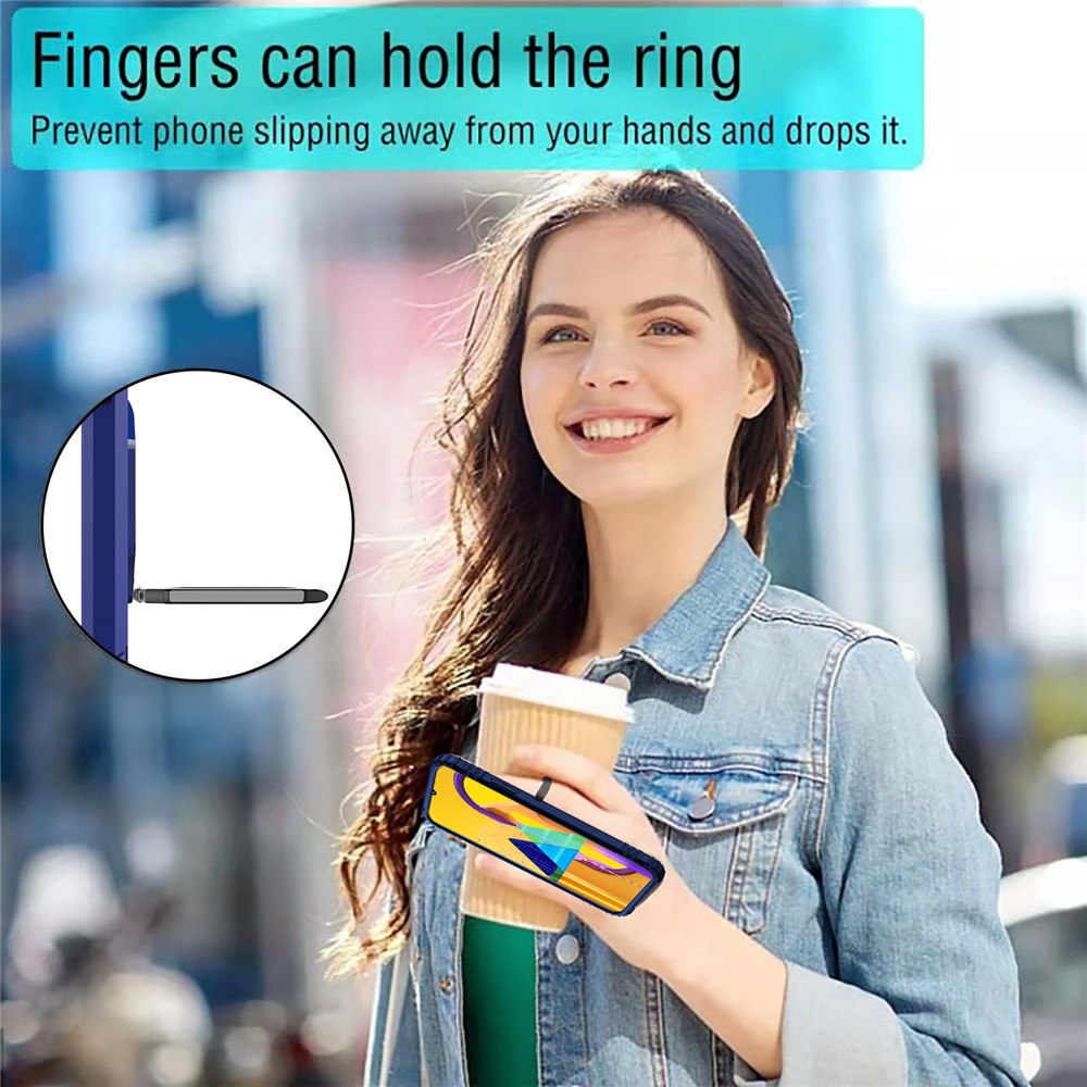 Finger Ring Kickstand Shockproof TPU Cell Phone Case for Samsung Galaxy M30s/M21 - Blue-10