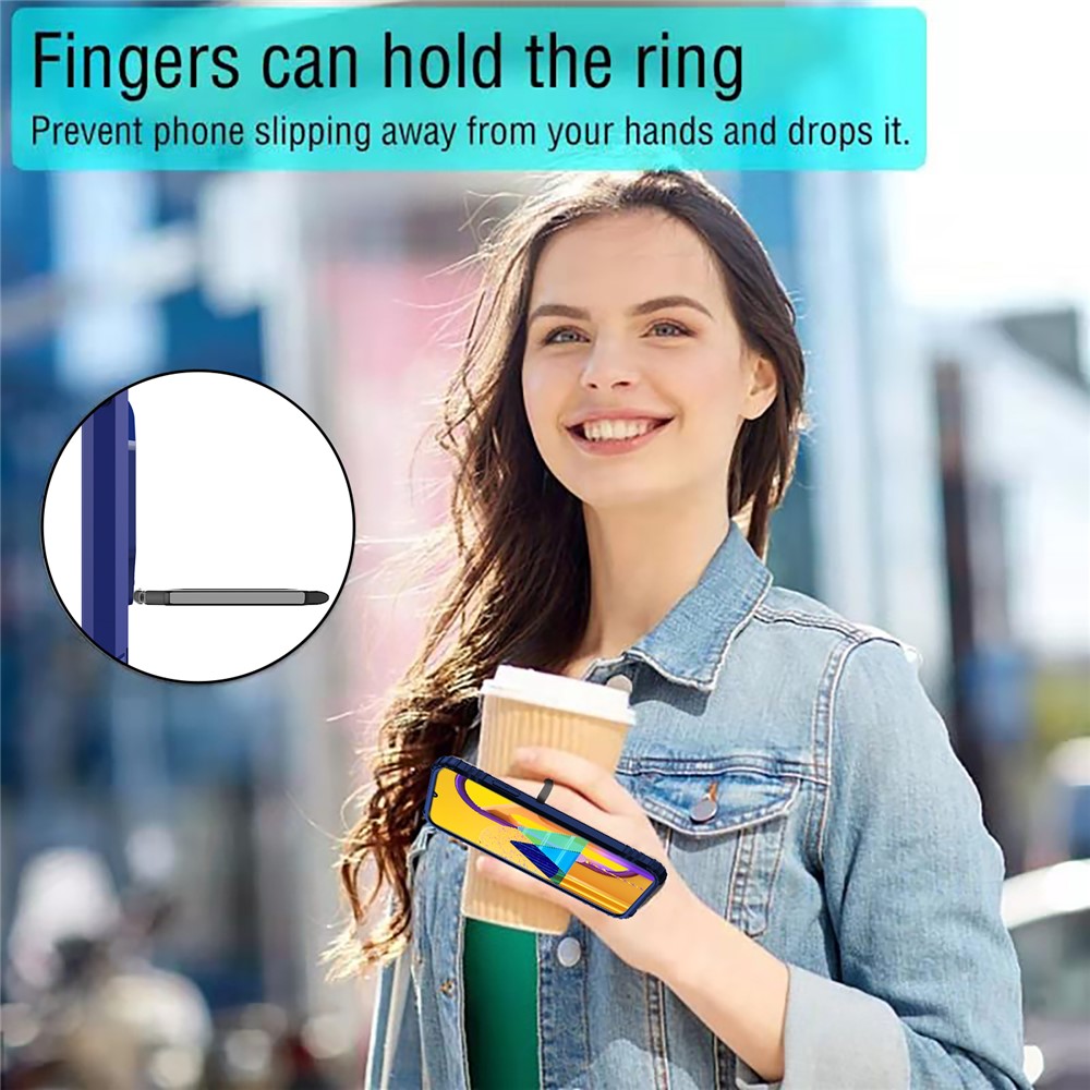 Fingerring Kickstand Stoßdämpfer TPU -handy -hülle Für Samsung Galaxy M30s/m21 - Blau-10