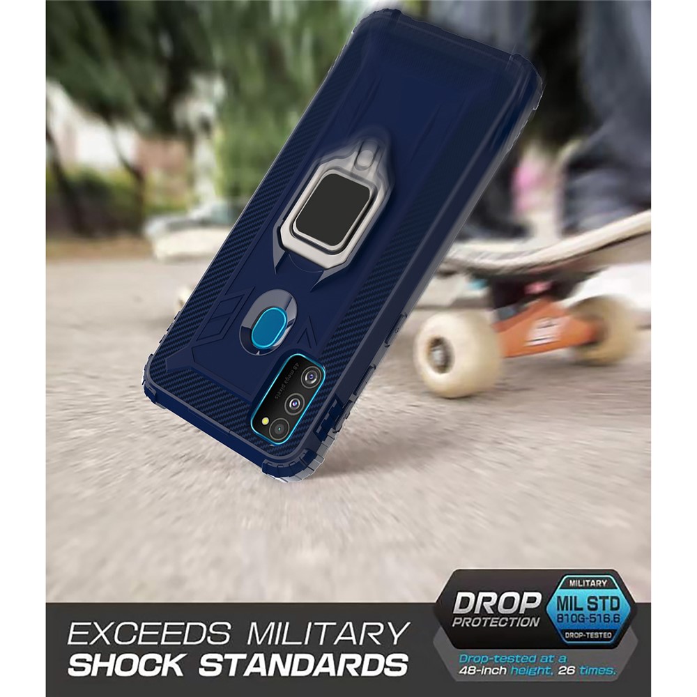 Finger Ring Kickstand Shockproof TPU Cell Phone Case for Samsung Galaxy M30s/M21 - Blue-12