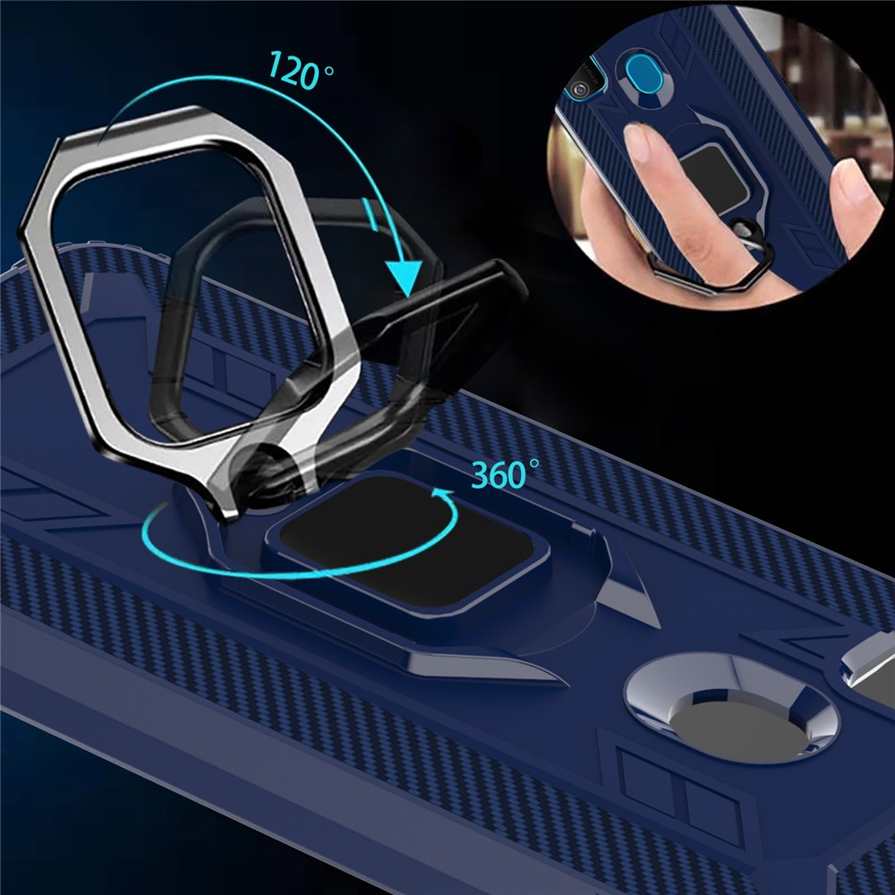 Finger Ring Kickstand Shockproof TPU Cell Phone Case for Samsung Galaxy M30s/M21 - Blue-16