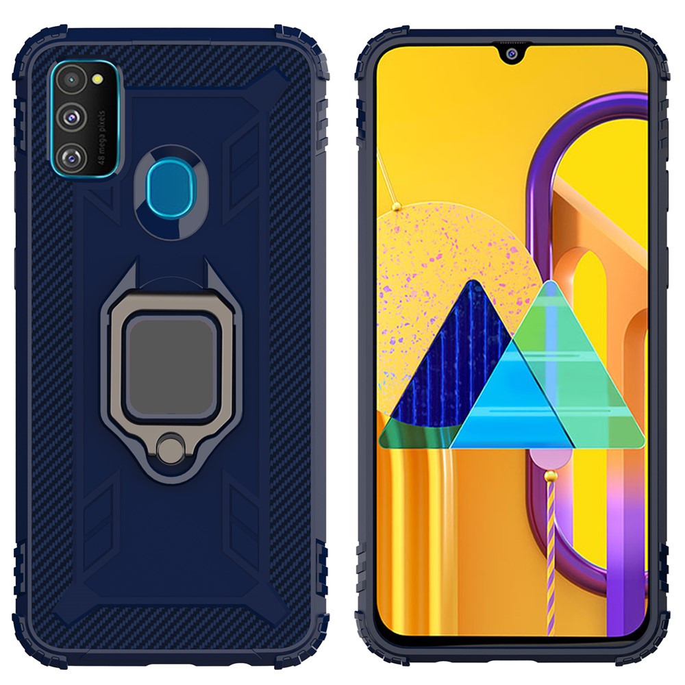 Finger Ring Kickstand Shockproof TPU Cell Phone Case for Samsung Galaxy M30s/M21 - Blue-2