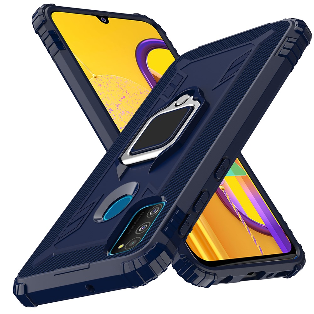 Finger Ring Kickstand Shockproof TPU Cell Phone Case for Samsung Galaxy M30s/M21 - Blue-20