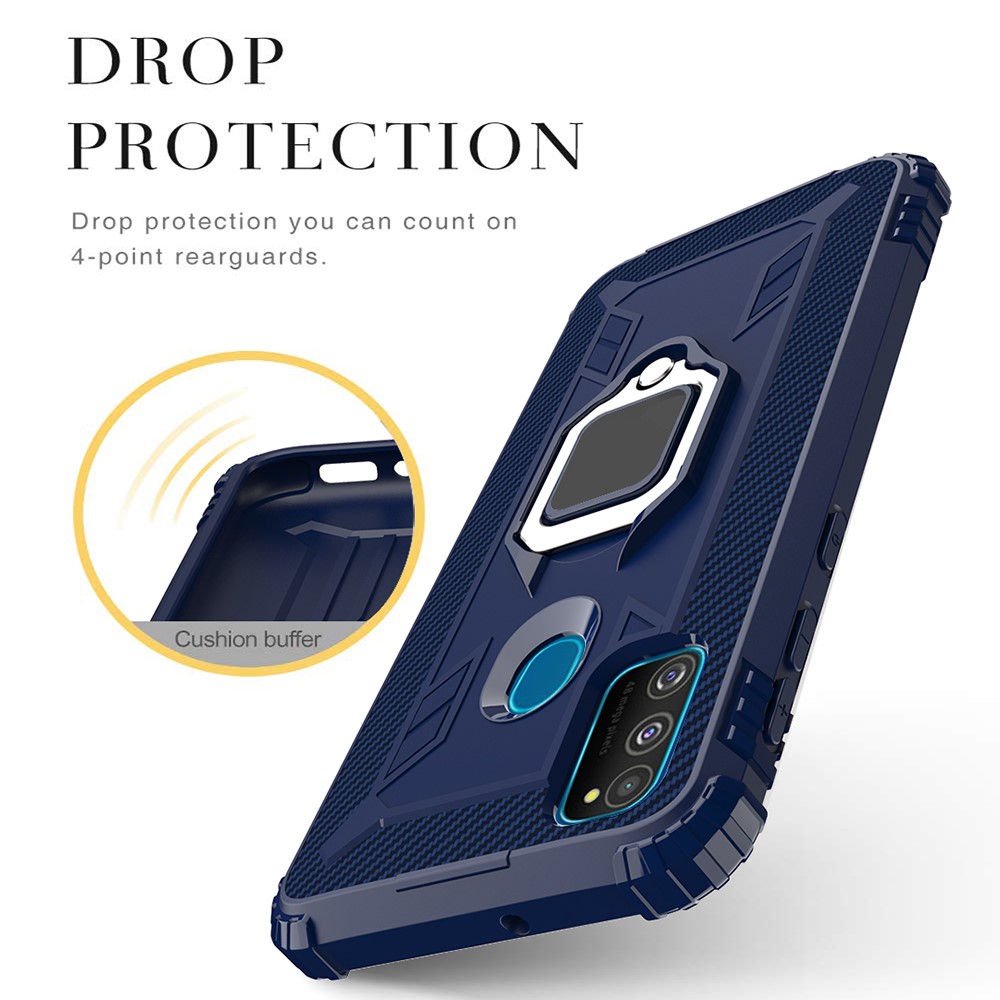 Finger Ring Kickstand Shockproof TPU Cell Phone Case for Samsung Galaxy M30s/M21 - Blue-3