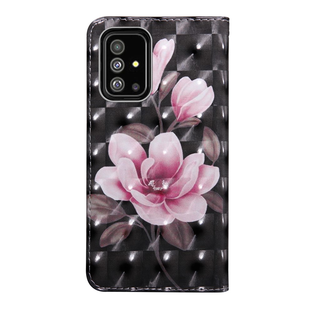 Light Spot Decor Patterned Leather Wallet Case for Samsung Galaxy A51 - Pink Flowers-3