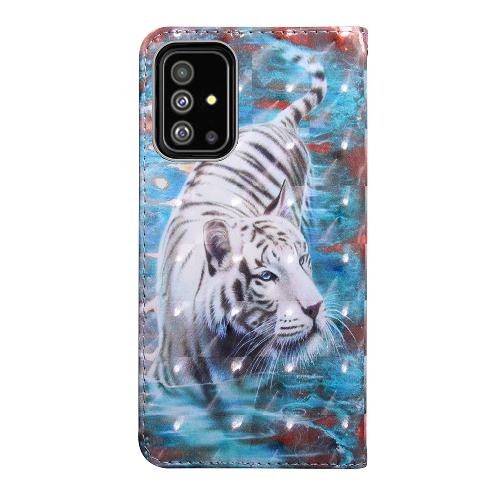Light Spot Decor Patterned Leather Wallet Case for Samsung Galaxy A51 - Tiger-3