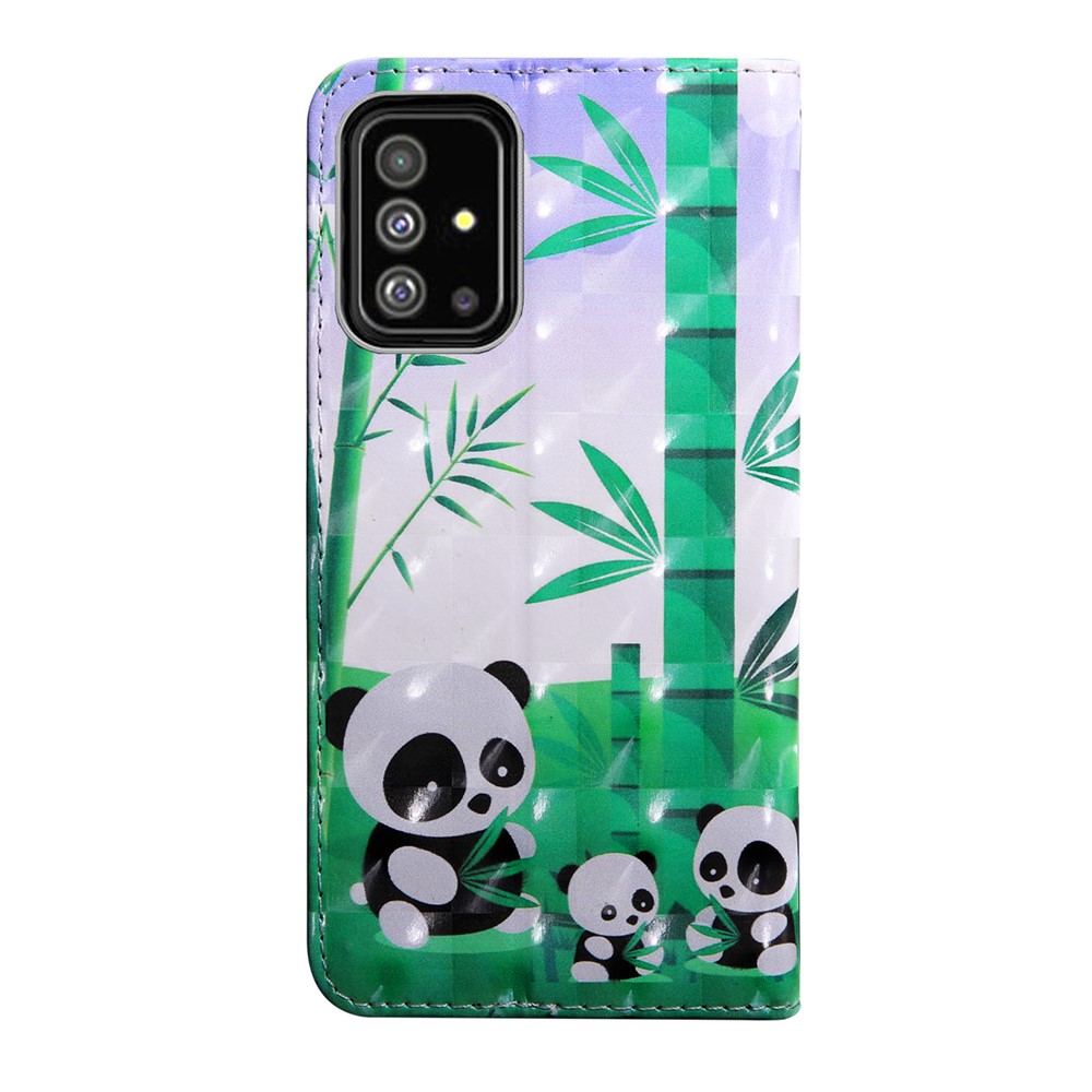 Light Spot Decor Patterned Leather Wallet Shell for Samsung Galaxy A71 - Pandas-3