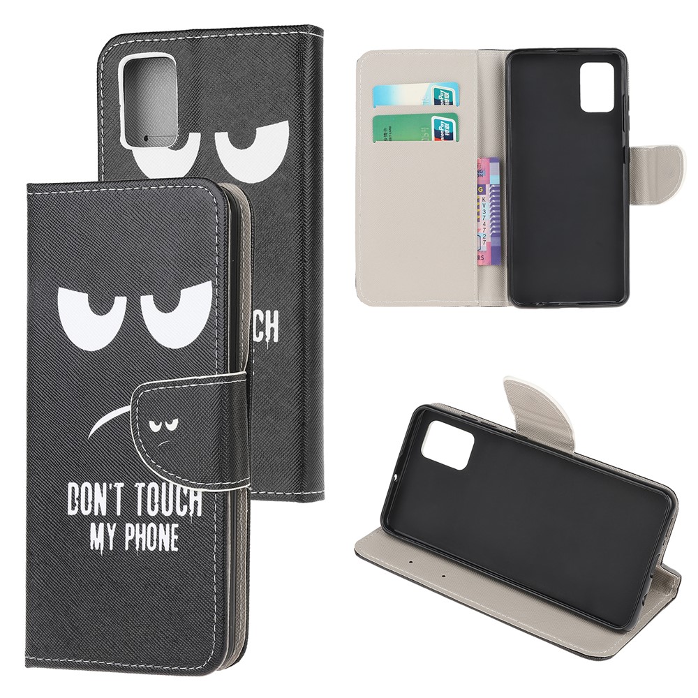 For Samsung Galaxy A51 Pattern Printing Wallet Stand PU Leather Mobile Shell Case - Don't Touch My Phone-1