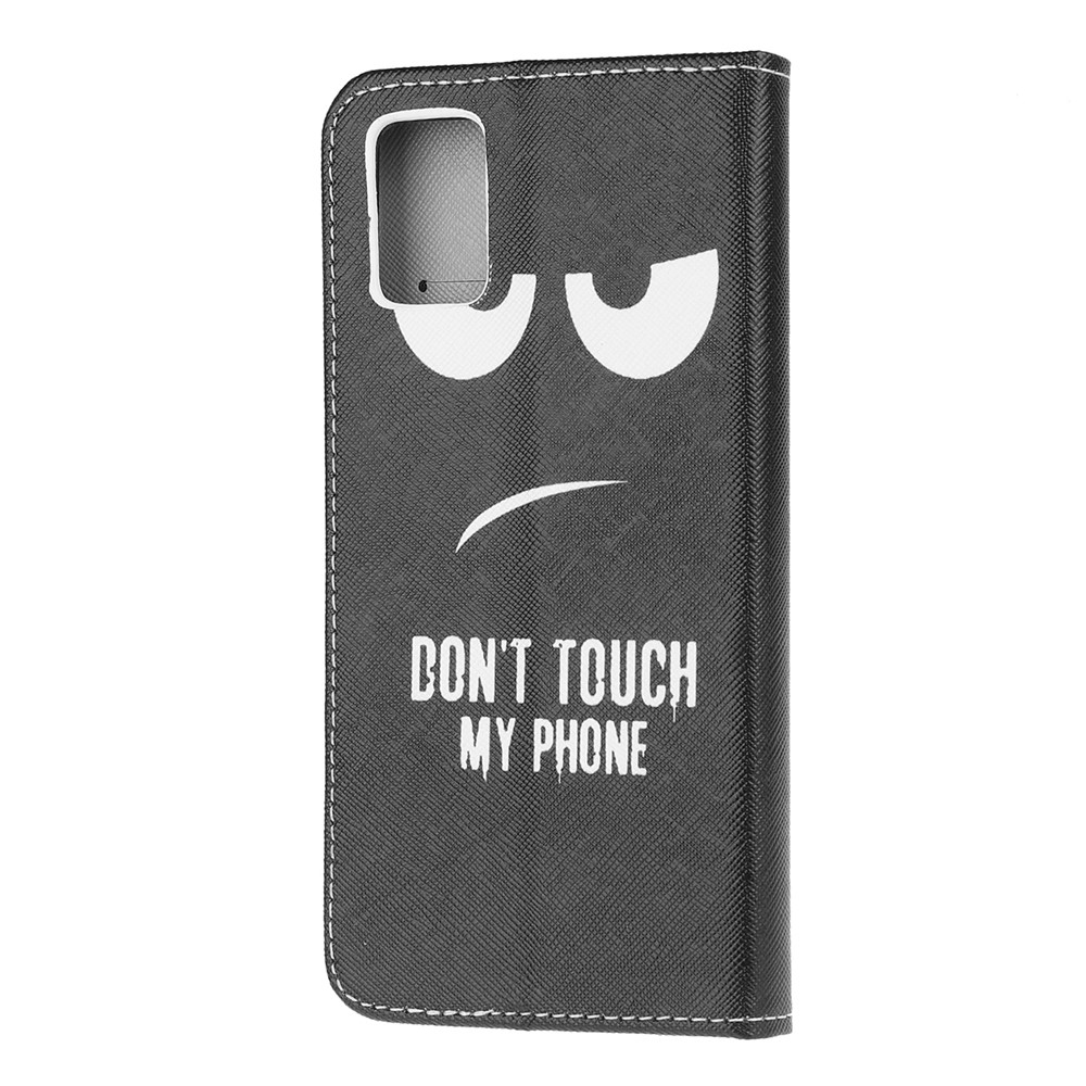 For Samsung Galaxy A51 Pattern Printing Wallet Stand PU Leather Mobile Shell Case - Don't Touch My Phone-3