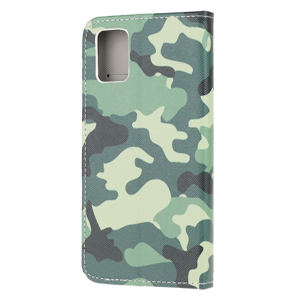 For Samsung Galaxy A51 Pattern Printing Wallet Stand PU Leather Mobile Shell Case - Camouflage-3