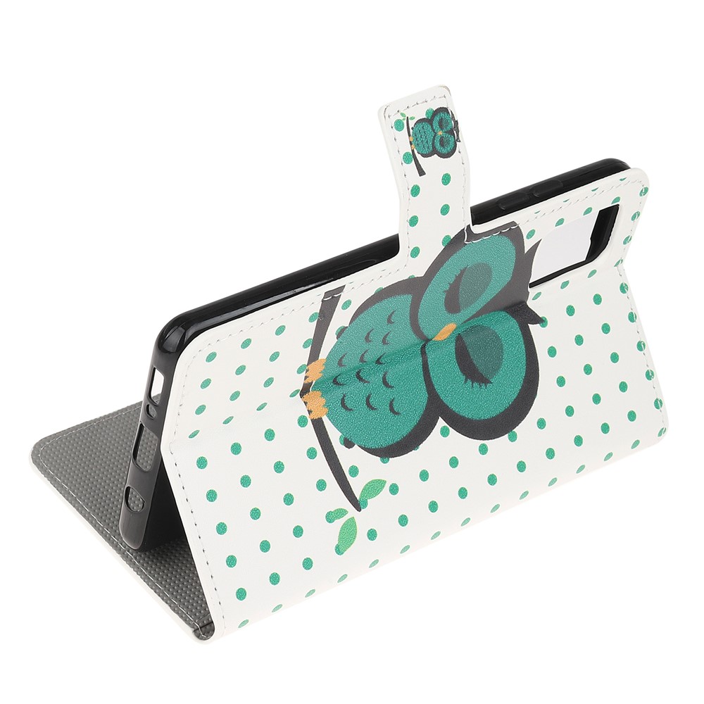 For Samsung Galaxy A51 Pattern Printing Wallet Leather Cover with Stand - Green Owl-4
