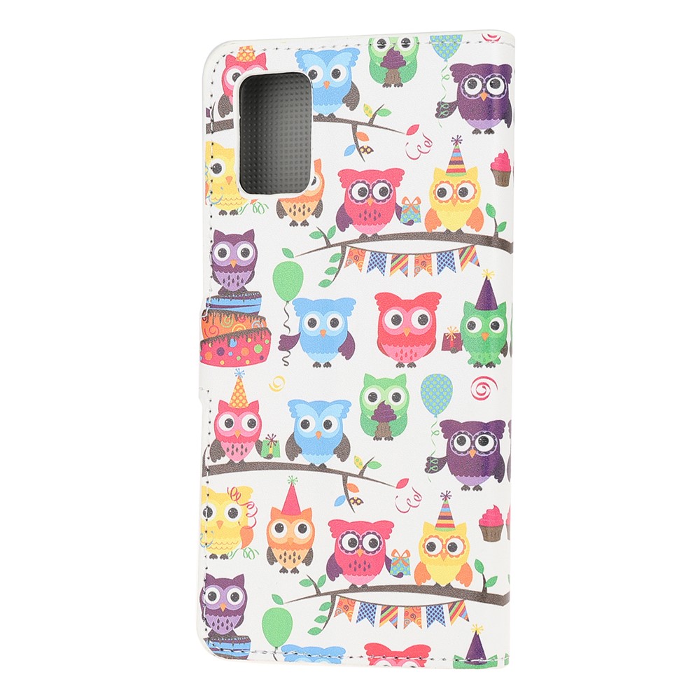 For Samsung Galaxy A51 Pattern Printing Wallet Leather Cover with Stand - Multiple Cute Owls-3