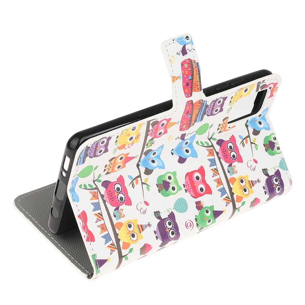 For Samsung Galaxy A51 Pattern Printing Wallet Leather Cover with Stand - Multiple Cute Owls-4