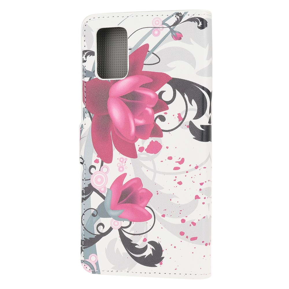 For Samsung Galaxy A51 Pattern Printing Wallet Leather Cover with Stand - Pretty Flower-3