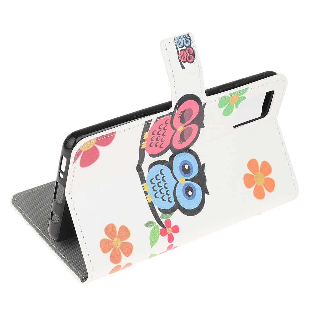 For Samsung Galaxy A51 Pattern Printing Wallet Leather Cover with Stand - Owls and Flowers-4