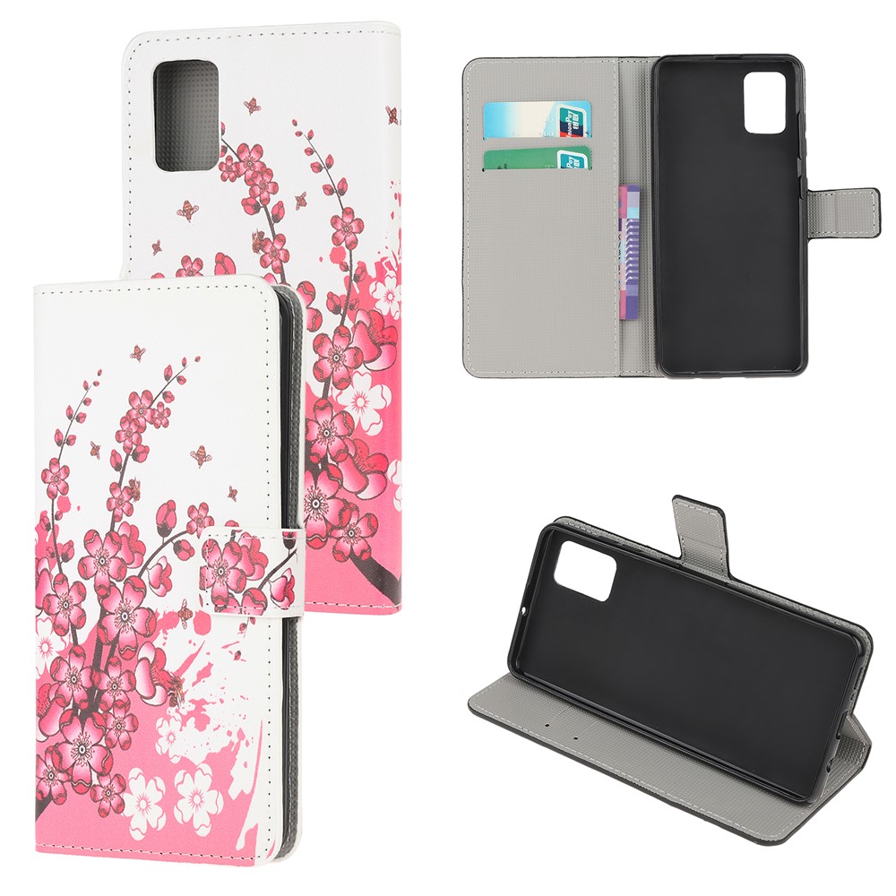 Pattern Printing Wallet Stand Leather Case for Samsung Galaxy A71 - Plum Blossom-1