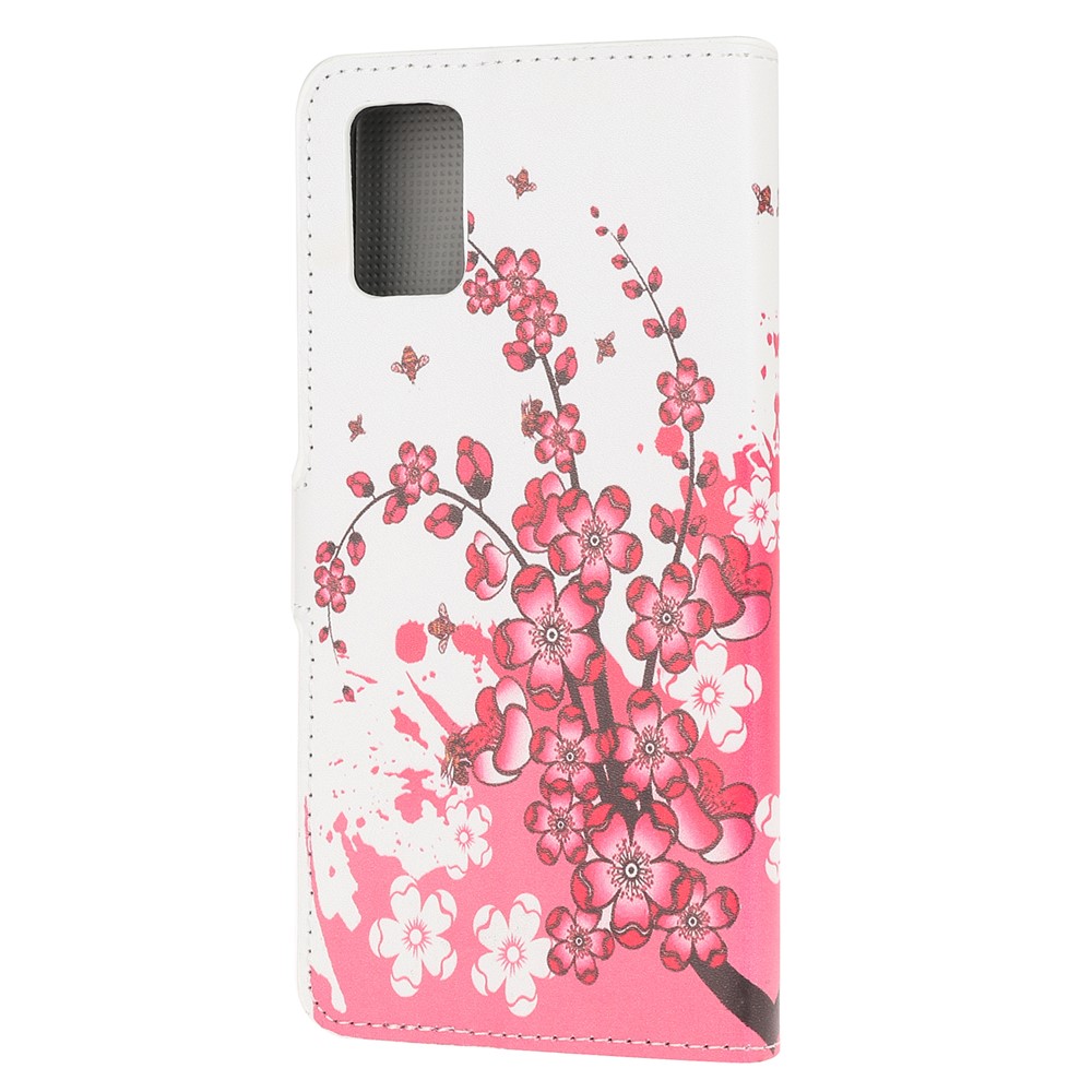 Case de Cuero de Stand de Billetera de Impresión de Patrones Para Samsung Galaxy A71 - Flor de la Ciruela-3