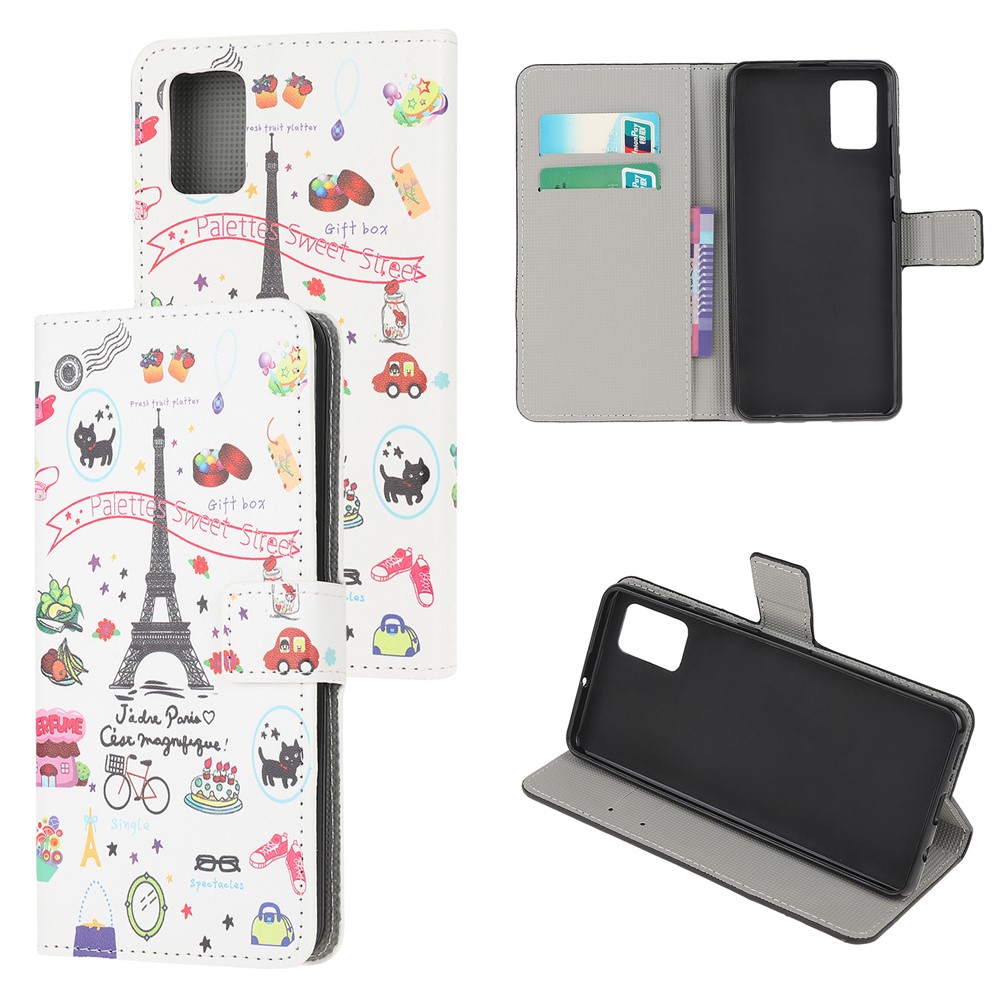 Pattern Printing Wallet Stand Leather Case for Samsung Galaxy A71 - Palettes Sweet Street-1