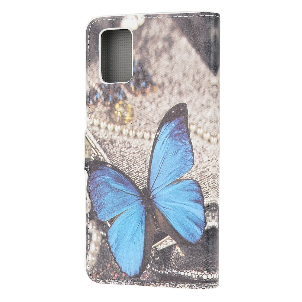 Portage D'impression Portefeuille Étui en Cuir Pour Samsung Galaxy A71 - Papillon Bleu-3