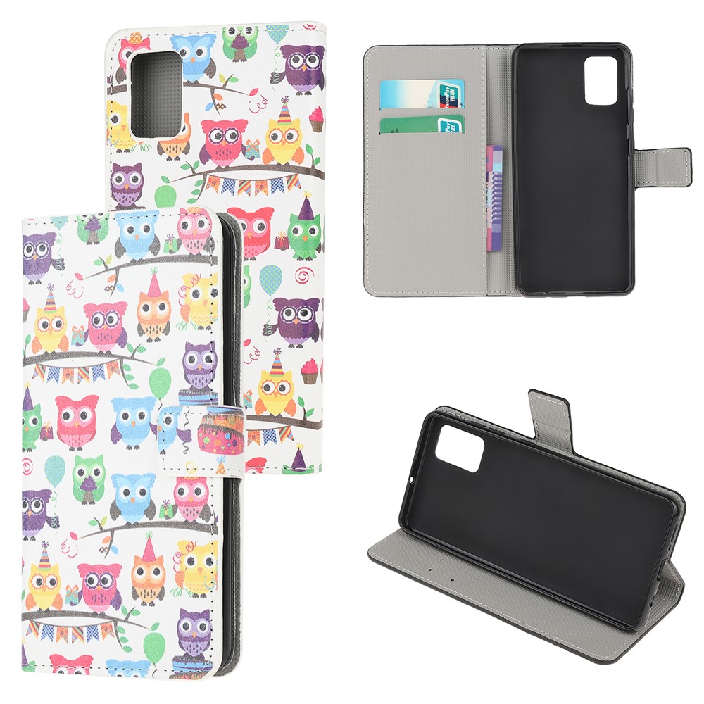 Pattern Printing Wallet Stand Leather Case for Samsung Galaxy A71 - Multiple Cute Owls-1
