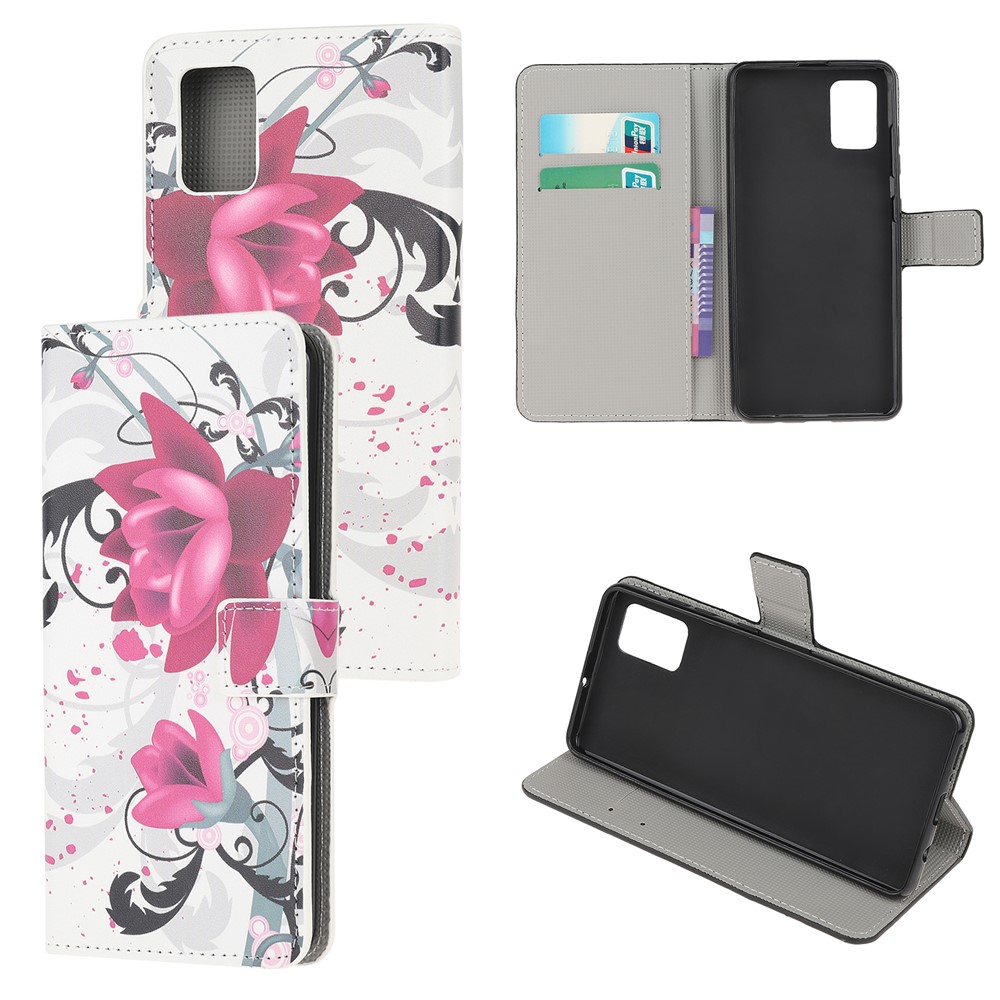 Pattern Printing Wallet Stand Leather Case for Samsung Galaxy A71 - Pretty Flower-1