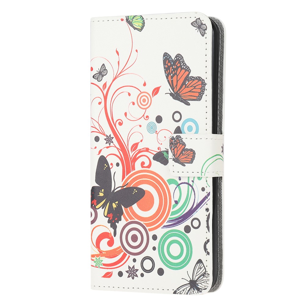 Case de Cuero de Stand de Billetera de Impresión de Patrones Para Samsung Galaxy A71 - Mariposa y Círculo