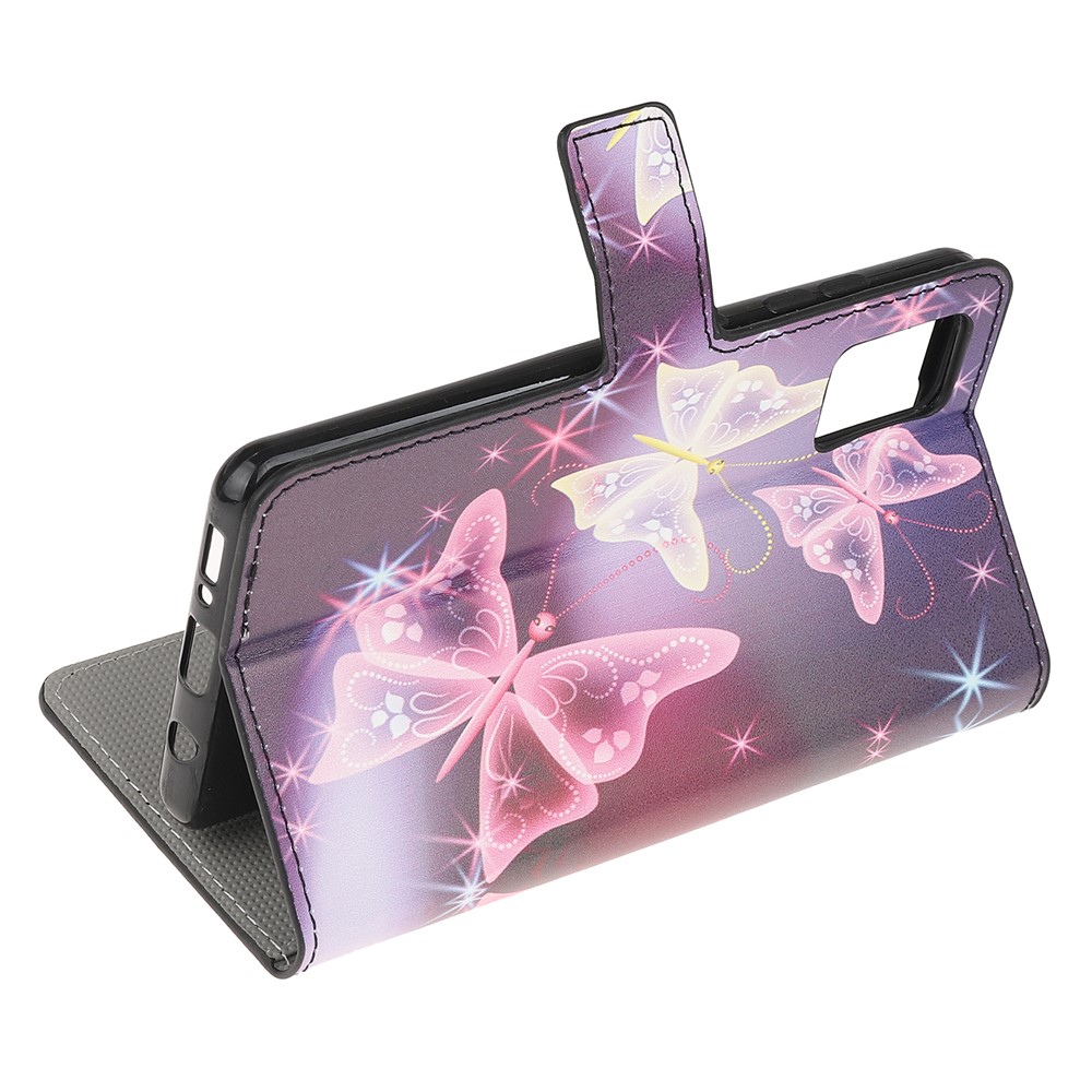 Pattern Printing Wallet Stand Leather Case for Samsung Galaxy A71 - Shiny Butterfly-4