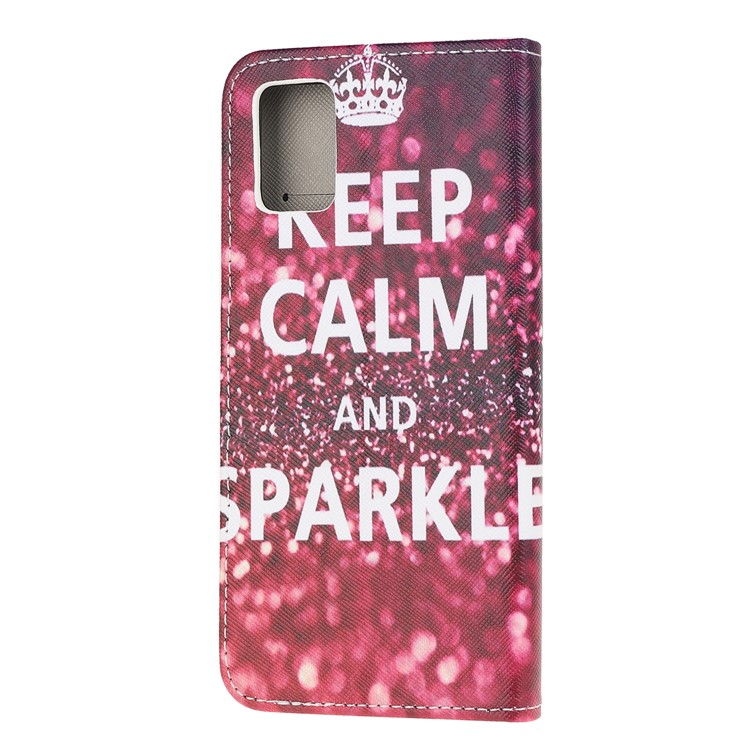 For Samsung Galaxy A71 Pattern Printing Wallet Stand Leather Mobile Shell Cover - Keep Calm and Sparkle-3